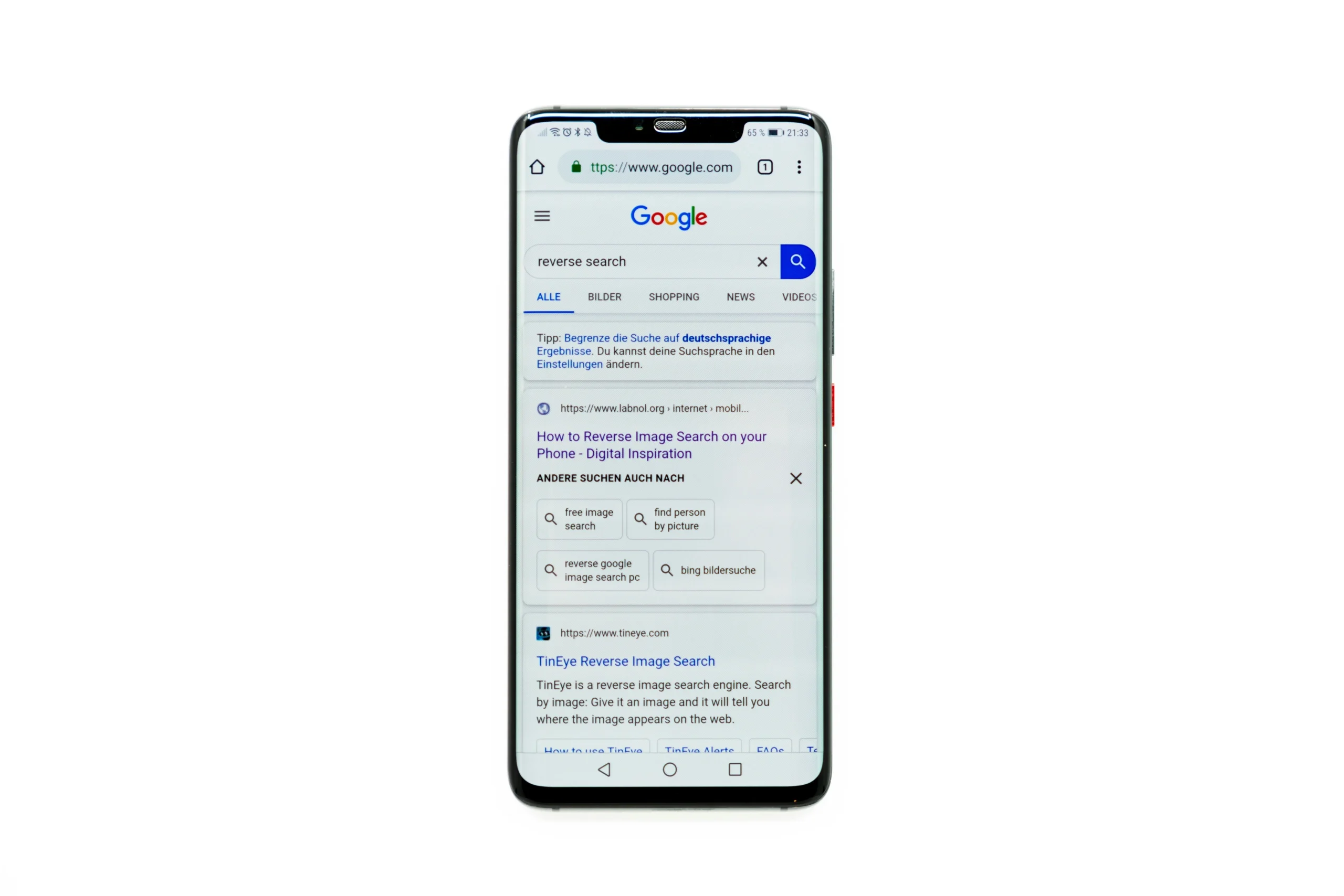 Homeowner searching for contractor on Google mobile search