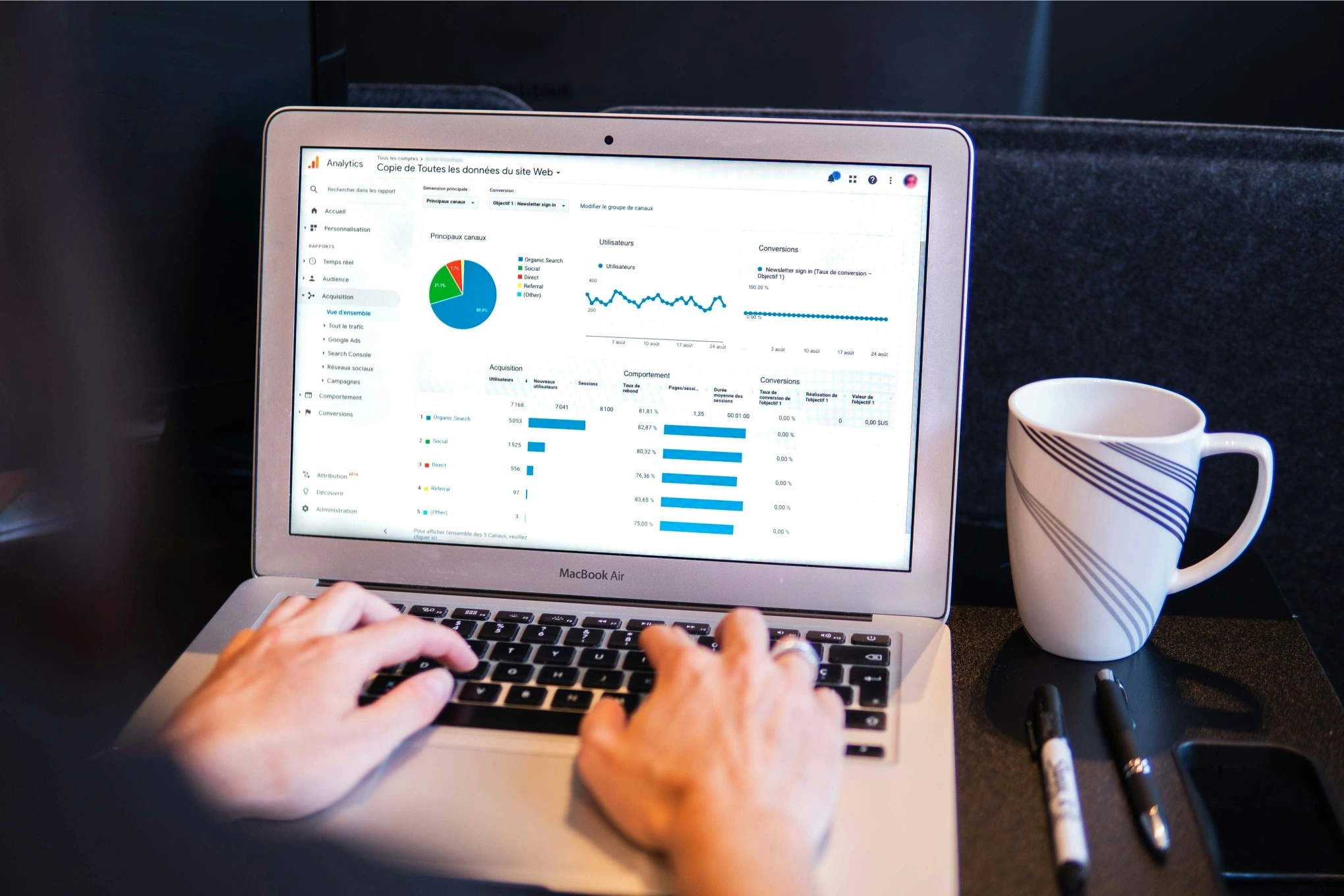 SEO strategist analyzing contractor website data